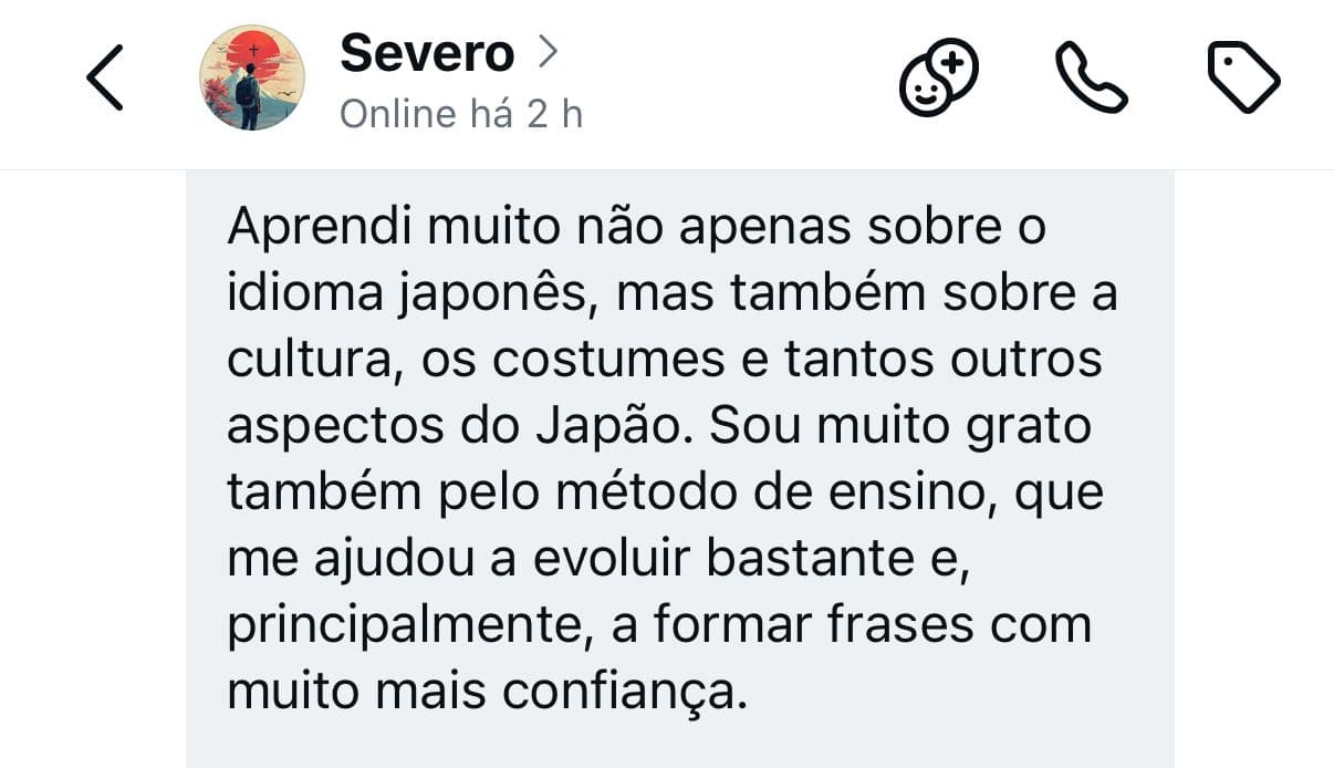 Depoimento de Severo sobre o curso de japonês