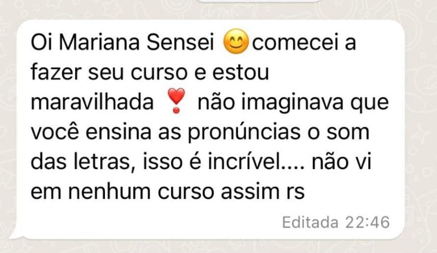 Depoimento de aluna sobre o curso de japonês